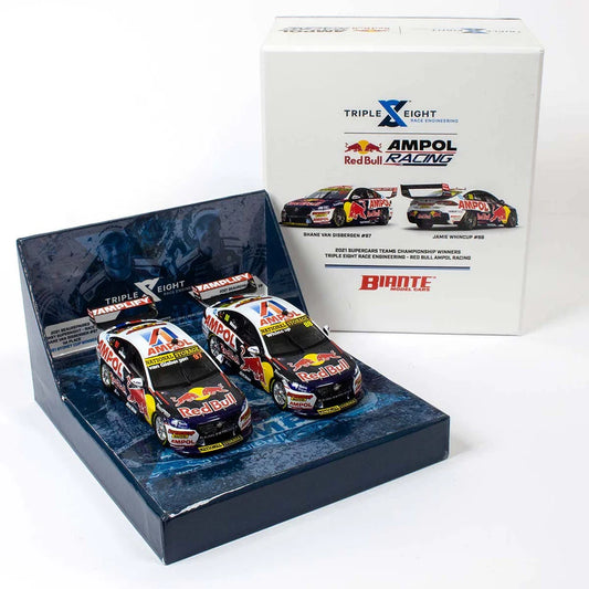 HOLDEN ZB COMMODORE - RED BULL AMPOL RACING - VAN GISBERGEN/WHINCUP - 2021 TEAMS CHAMPIONSHIP WINNER TWIN SET - 1:18 Scale Diecast