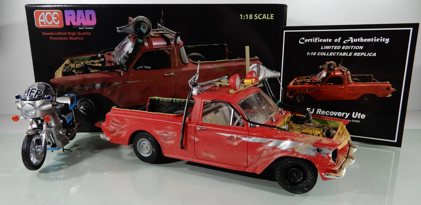 Mad Max Movie EJ Holden ‘Beat Up’ Ute 1/18 Scale plus Kwaka 1000 1/18 scale ACE