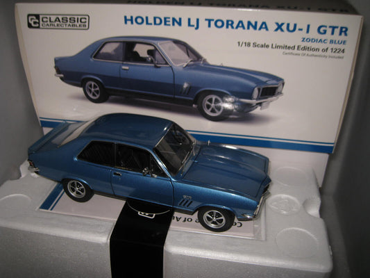 CLASSIC 1/18 HOLDEN TORANA LJ GTR XU1 ZODIAC BLUE LTD EDITION #18782
