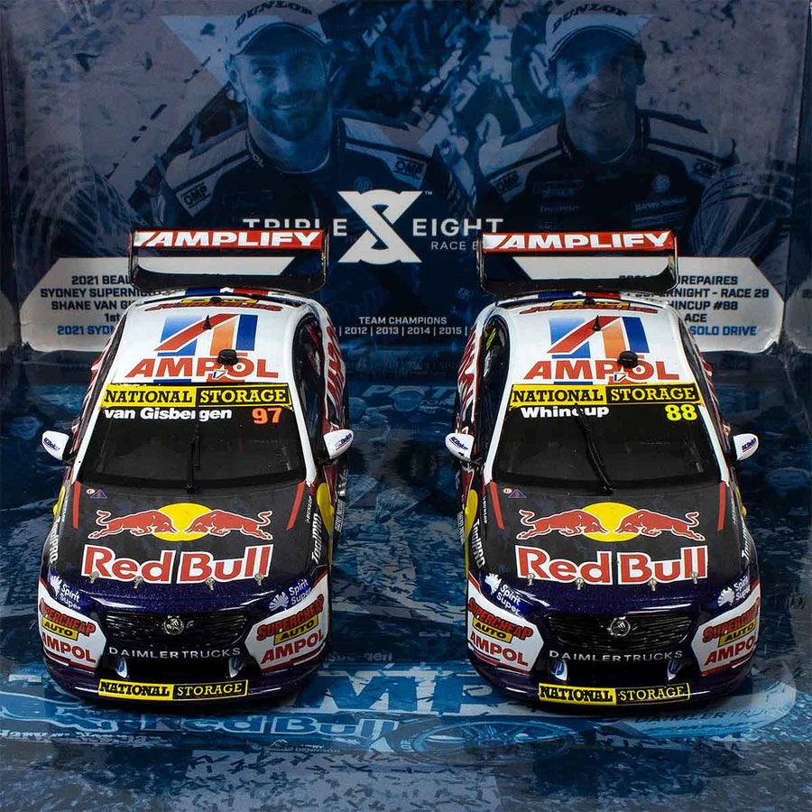 HOLDEN ZB COMMODORE - RED BULL AMPOL RACING - VAN GISBERGEN/WHINCUP - 2021 TEAMS CHAMPIONSHIP WINNER TWIN SET - 1:18 Scale Diecast