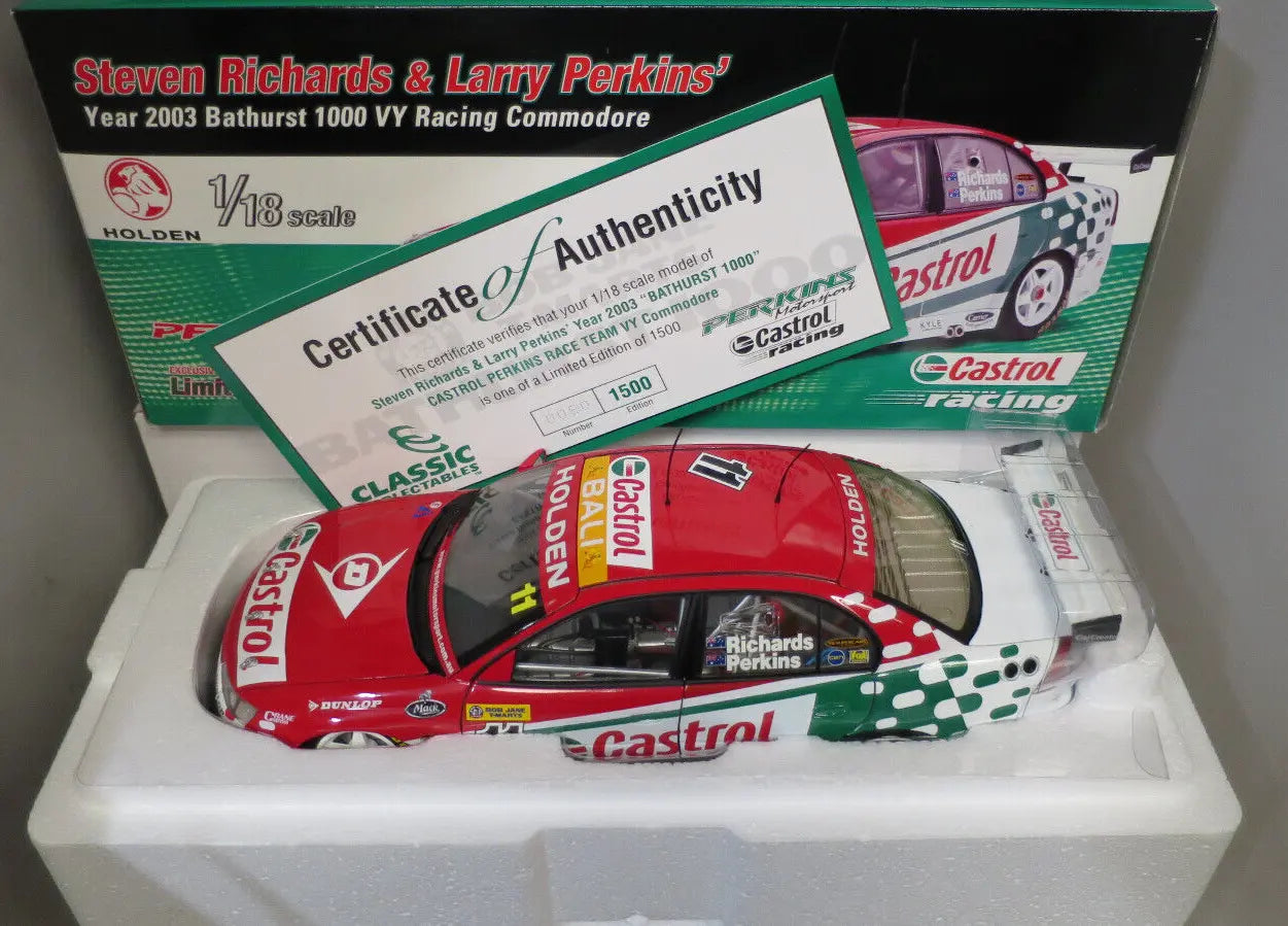 CLASSIC 1/18 HOLDEN VY COMMODORE 2003 BATHURST PERKINS RICHARDS CASTROL #18127