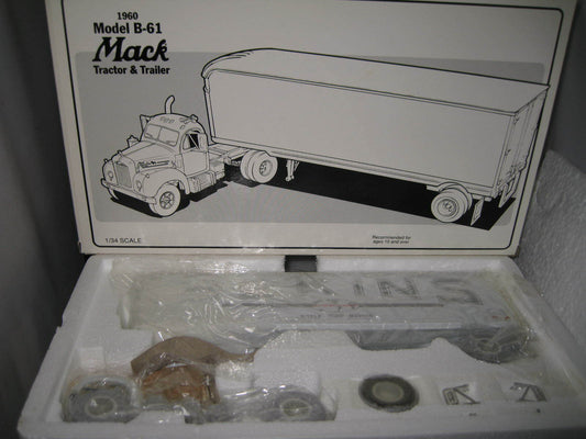 1.34 1St First Gear 1960 Model B-61 Mack Truck & Trailer Bekins Moving  #19-1660