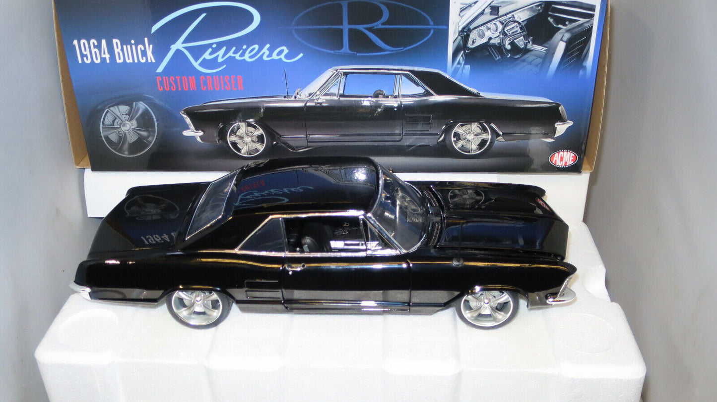 ACME 1/18  1964 BUICK RIVIERA CUSTOM CRUISER BLACK LTD OF 354   A1806307