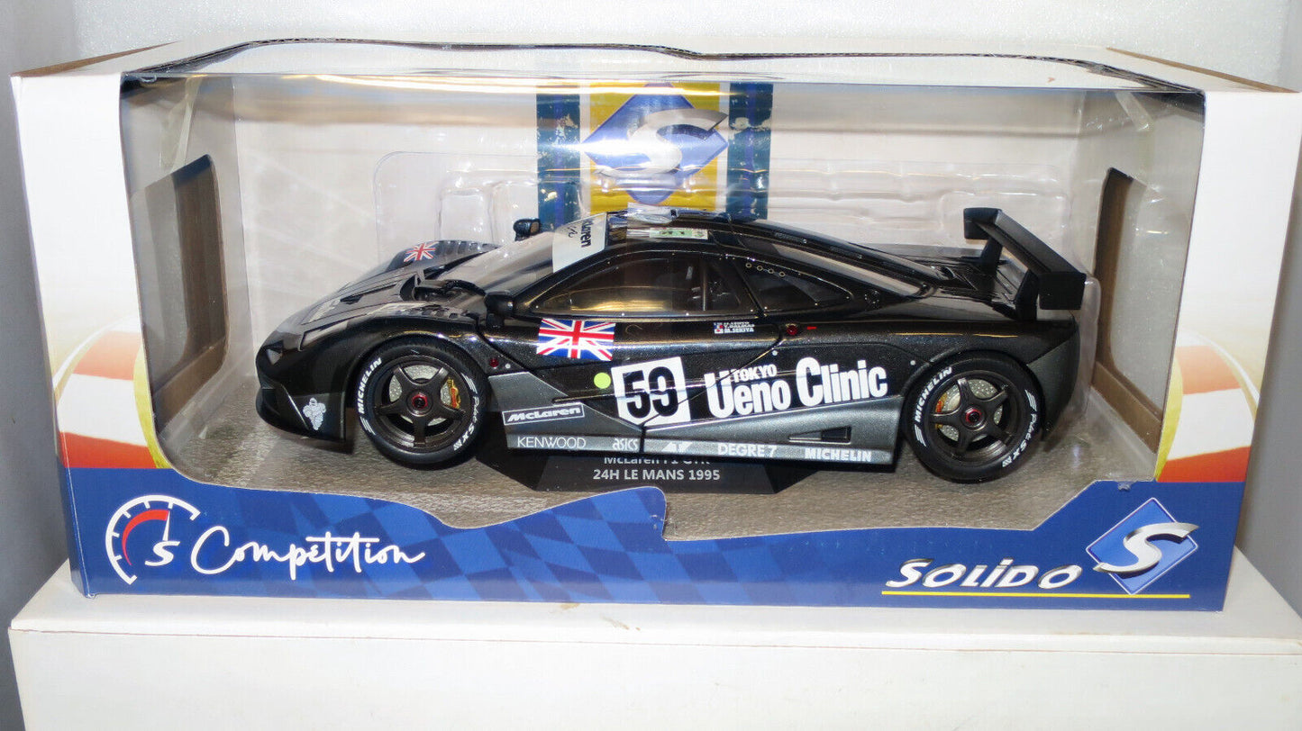 SOLIDO 1/18 McLAREN F1 GTR SHORT TAIL 1995 LE MANS #59 BLACK  LEHTO  #S1804106
