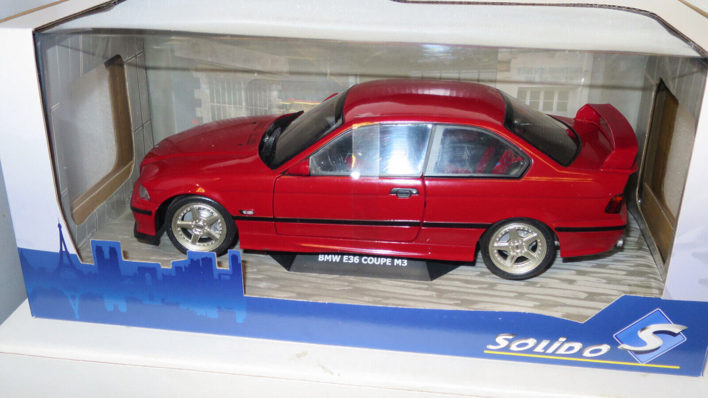 SOLIDO 1/18 DIECAST BMW E36 Coupe M3 1994 Streetfighter Iimolarot Red #S1803911