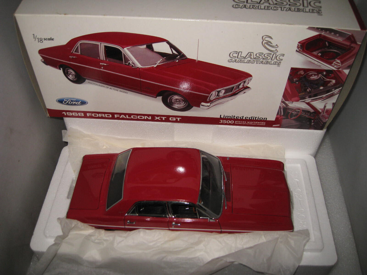 CLASSIC 1/18   1968 FORD XT GT FALCON  CANDY APPLE RED OLD STOCK  #18074