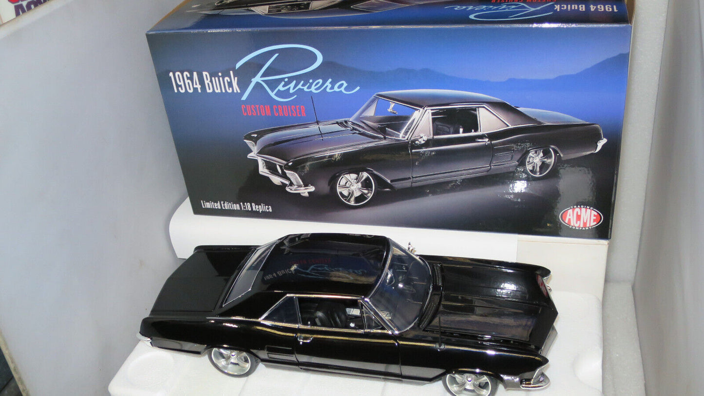 ACME 1/18  1964 BUICK RIVIERA CUSTOM CRUISER BLACK LTD OF 354   A1806307