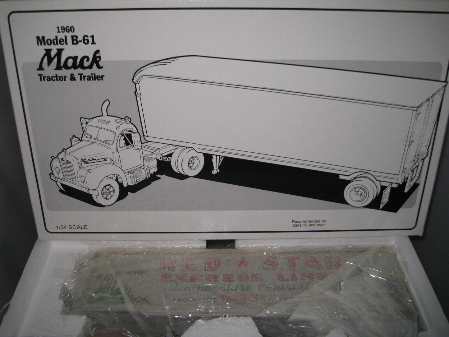 1.34 1St First Gear 1960 Model B-61 Mack Truck & Trailer Red Star Express 191510