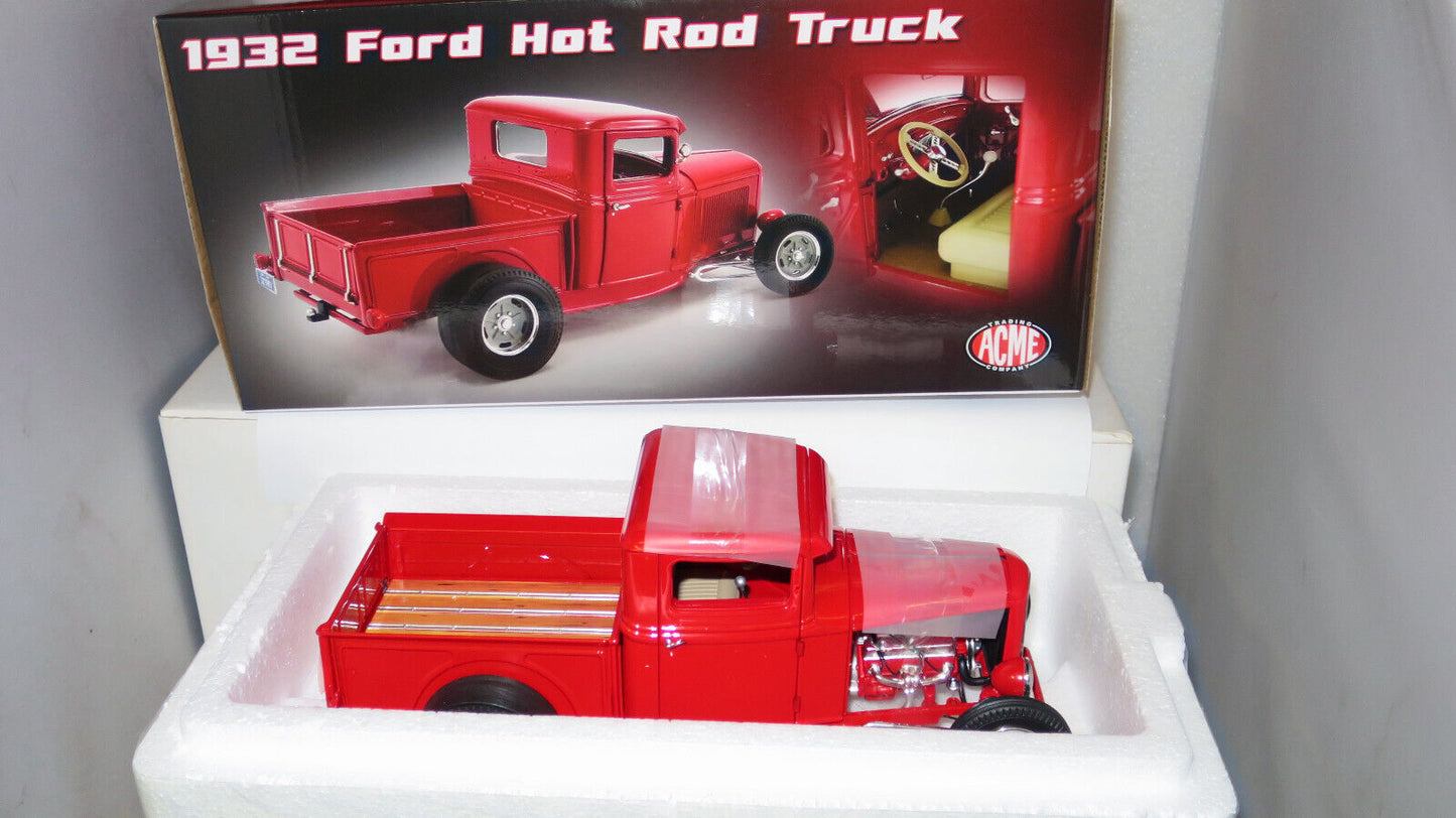 ACME 1/18 1932 FORD HOT ROD PICK UP TRUCK RED AWESOME LOOKING MODEL  A1804100