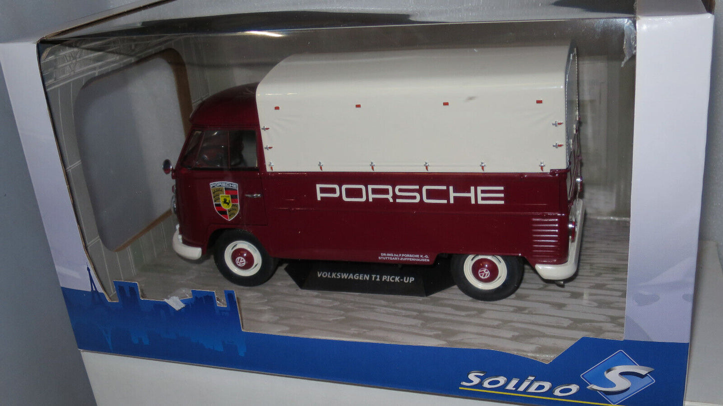 SOLIDO 1/18 VW Volkswagen T1 Pick Up Combi Porsche Service 1950 Red #S1806707