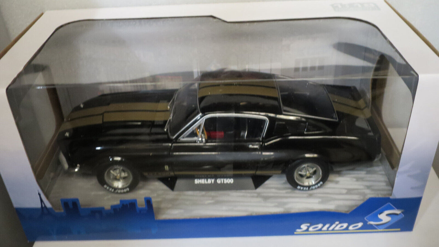 1:18 1967 Shelby GT500 Black with Gold Stripes by Solido - Town and Country  Toys