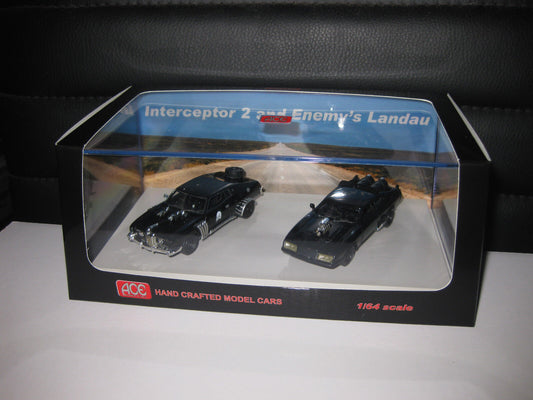 1/64 Ace Mad Max Interceptor 2 & Enemy'S Landau Twin Set Movie Cars Free Au Post