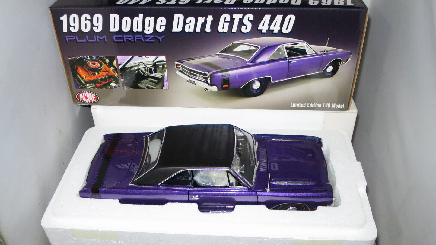 ACME 1/18 1969 DODGE DART GTS 440 PLUM CRAZY  LTD ED OF 522    A1806406VT