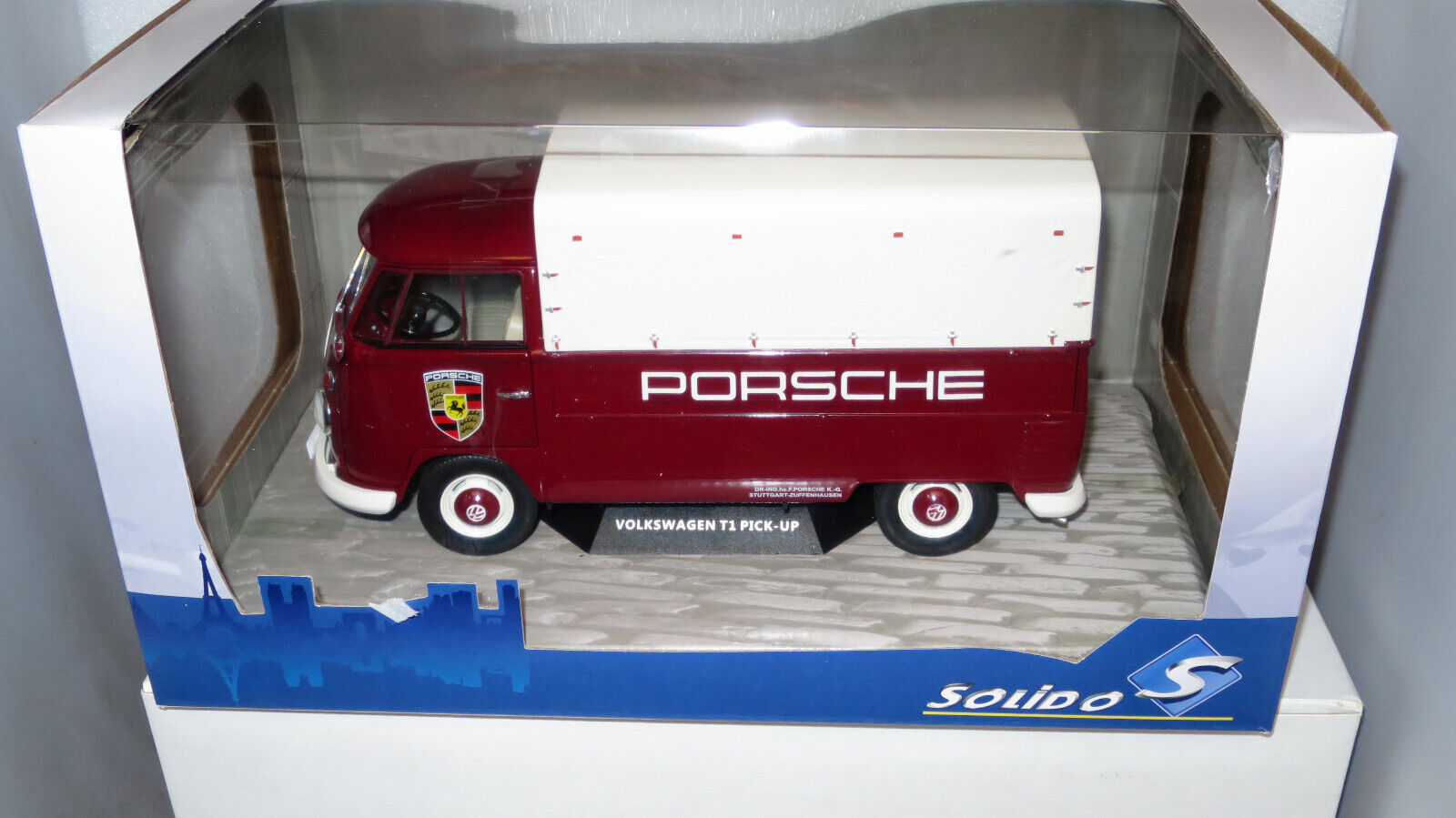 SOLIDO 1/18 VW Volkswagen T1 Pick Up Combi Porsche Service 1950 Red  #S1806707